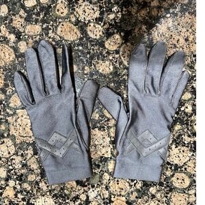 Vintage Grey Driving Gloves Faux Leather Palm Nylon Spandex Made in USA OSFM